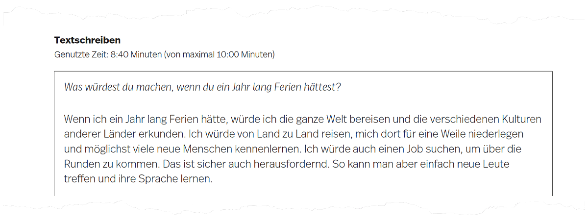 Abbildung 5. Textschreiben auf Seite 3 der Auswertung.