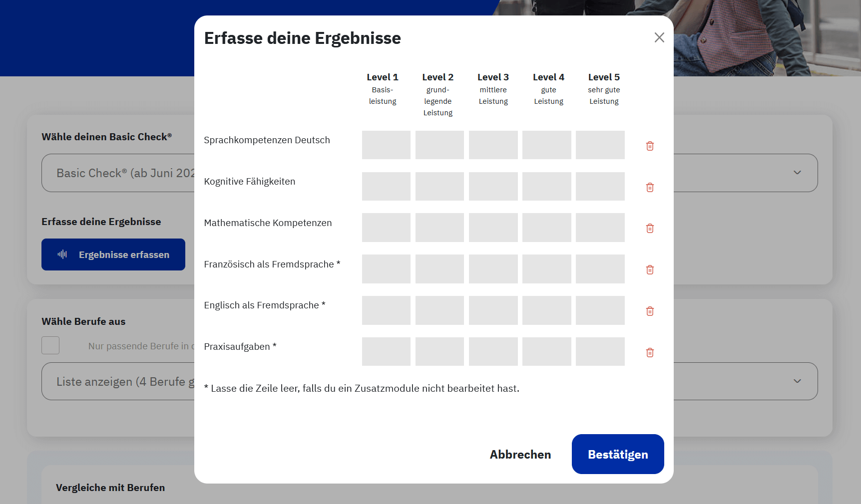 Abbildung 4: Matching Tool Ergenisse erfassen
