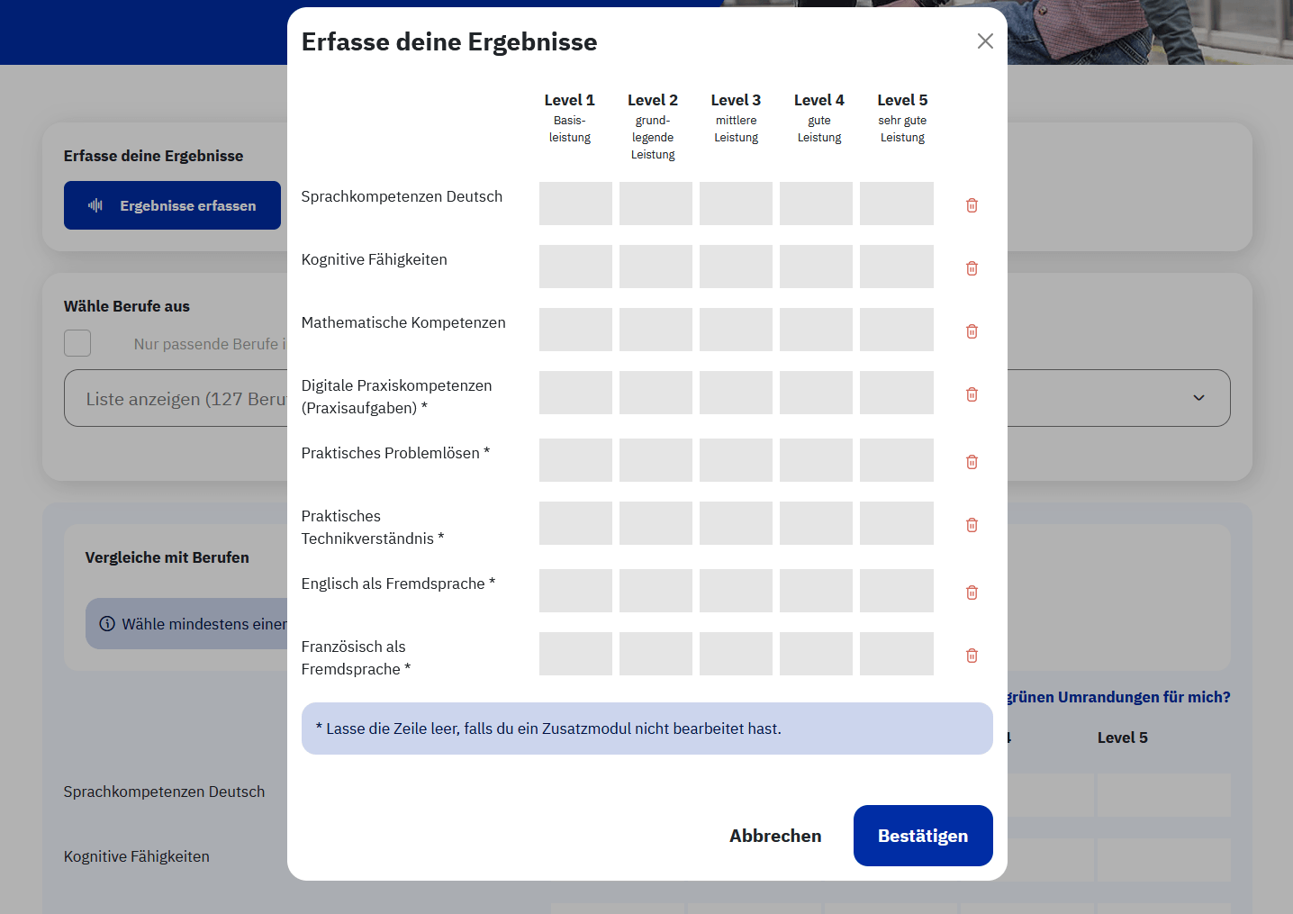 Abbildung 4: Matching Tool Ergenisse erfassen