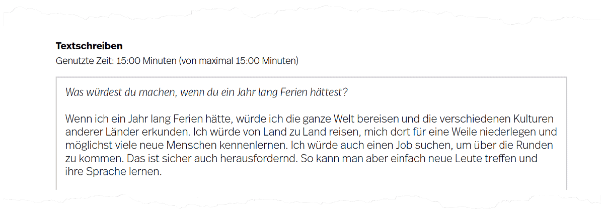 Bild: Abbildung 8. Beispielhafte Aufgabe Textschreiben auf Seite 4 der Auswertung.